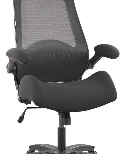 BOLISS Big and Tall Office Chair with Adjustable Headrest High Back Desk Chair Wide Seat Flip-up Arm 400pound Weight Capacity 8+Hours Use Breatheable Back(Black)