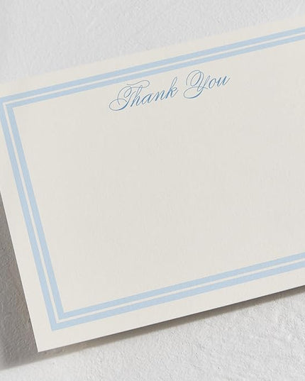 Minted Classic Start Stationery Cards, Blank Thank You Cards and Envelopes, Thank You Notes for Handwritten Messages, Note Cards & Stationery Set for Women and Men, Powder Blue Color Theme