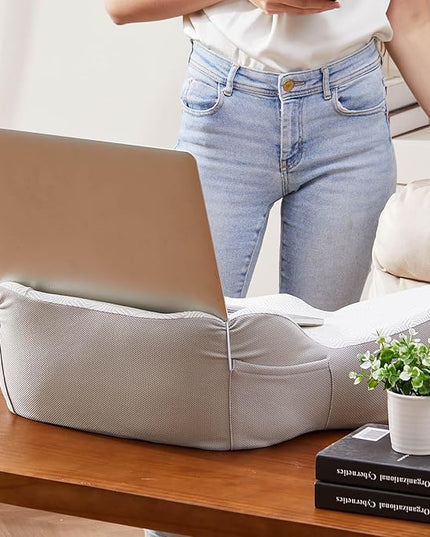 cooloo8 Lap Desk, Laptop Lap Desk Lap Desk with Cushion, Laptop Pillow for Lap, Portlands Portable Desk Pad, Gaming Pillow Work Pillow for Bed, Couch, Car(Ash Gray)