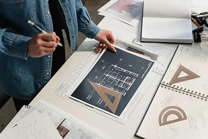Zotemo Metal Geometry Set, 5-Piece Aluminum Ruler, Math Drafting Ruler Kit Includes Protractor, Triangle Rulers, Straight Rulers-Math Measurement Tools for School and Office Supplies (Gold)