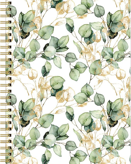 Spiral Journal Notebook for Women,A5 College Ruled Notebooks 6"x 8.4",Gold Eucalyptus Branches 120 Pages Lined Journal with Premium Thick Paper,Perfect for School Office Home Gifts(Watercolor Tropical