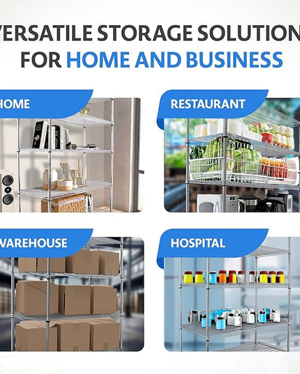 4000 LBS Heavy Duty Metal Shelving Unit – 36x18x76 NSF 5-Tier Wire Rack with Wheels, Adjustable Garage Storage Shelves, Chrome Wire Shelving for Kitchen, Warehouse, Bakers Rack – Crescent