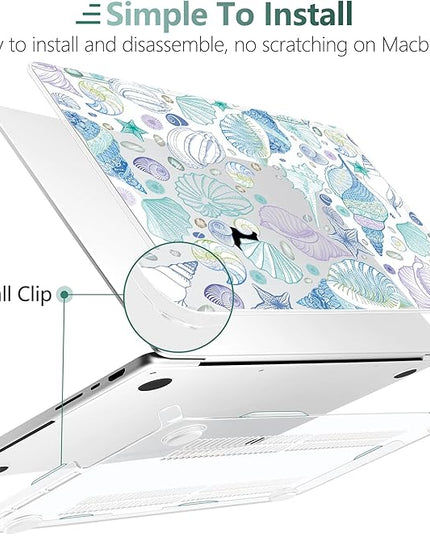 DONGKE Case for M5 MacBook Pro 14 inch 2025 2024-2021 M4 M3 M2 M1, Plastic Hard Shell Cover Compatible with A3434 A3112 A3401 A3185 A2992 A2779 A2442, Retina XDR Display & Touch ID, Sea Shells
