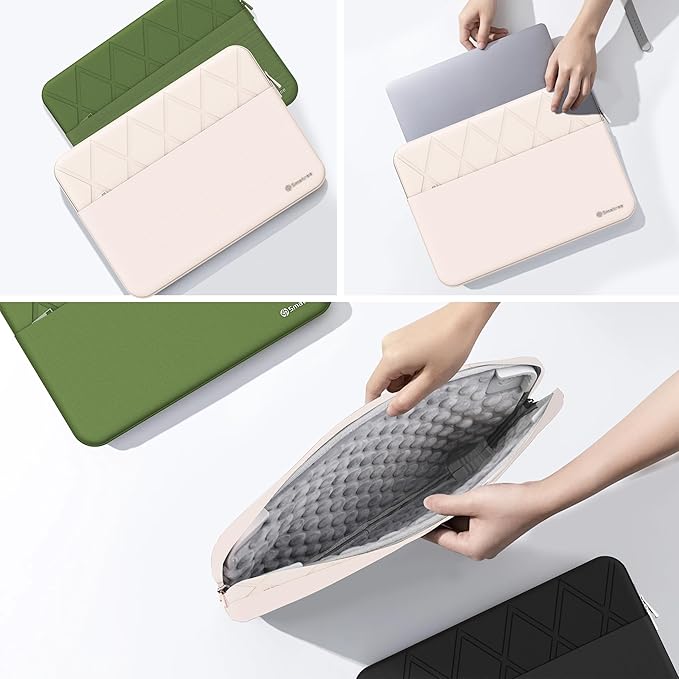 Smatree Laptop Sleeve for 14 inch MSI Modern 14/Summit E14 Flip Evo/Summit E14 Evo/Prestige 14H/Prestige 14 Evo, Protective Laptop Case with Pocket, YKK Zipper, Shockproof Design, White (E425W)