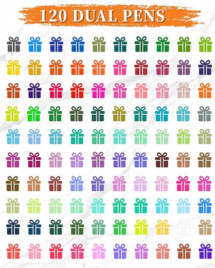 TBC The Best Crafts Dual Markers Brush Pens Set, 120 Art Markers Christmas Gifts for Adult Book Cards Drawing Craft Kit Teacher Office Supplies (120 Colors)