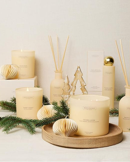 Benevolence LA Reed Diffuser - Champagne & Peony | Luxurious Home & Bathroom Decor | Long-Lasting Scent Diffusers for Home - Malibu Sands Collection