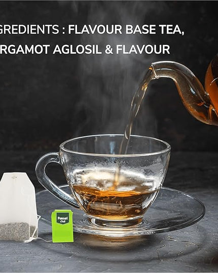 Pansari Earl Grey Black Tea, Individually Wrapped Bags – Smooth, Flavourful & Robust, Pure Caffeinated Black Tea, Enjoy Hot or Iced, Premium Tea Blend with Darjeeling, Aromatic & Bold – (100 Tea Bags)