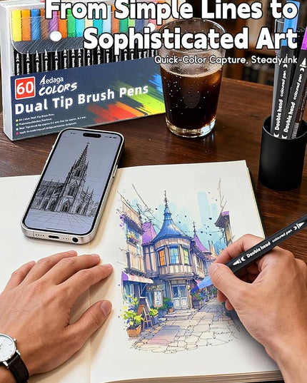 80 Colors Dual Tip Brush Pens, Fine Felt Tip and Brush Tips Colored Pens for Adults, Coloring Markers for Coloring Book Bullet Journaling Note Taking Hand Lettering