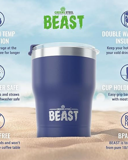 Beast 10 oz Tumbler Stainless Steel Vacuum Insulated Coffee Ice Cup Double Wall Travel Flask (Royal Blue)