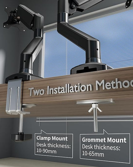 Single Monitor Arm Desk Mount，Gas Spring Monitors Arm for 17-32 inch Screens,Adjustable Computer Monitors Stand up to 4.4 to 19.8 lbs,Vesa Mount with Clamp and Grommet Base, VESA 75 & 100mm