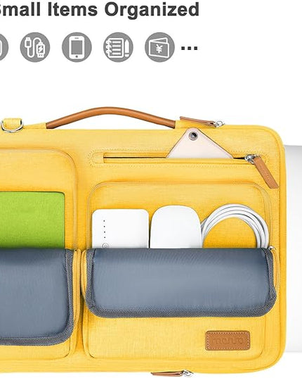 MOSISO 360 Protective Laptop Shoulder Bag,13-13.3 inch Computer Bag Compatible with MacBook, HP, Dell, Lenovo, Asus Notebook,Side Open Messenger Bag with 4 Zipper Pockets&Handle, Yellow