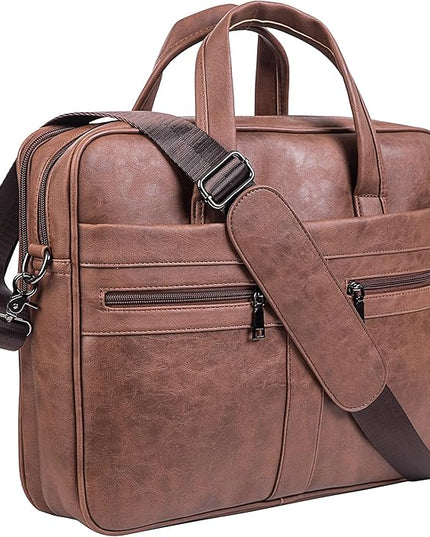 seyfocnia Men's Leather Messenger Bag, Laptop Briefcase Business Satchel Computer