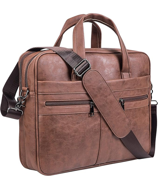 seyfocnia Men's Leather Messenger Bag, Laptop Briefcase Business Satchel Computer