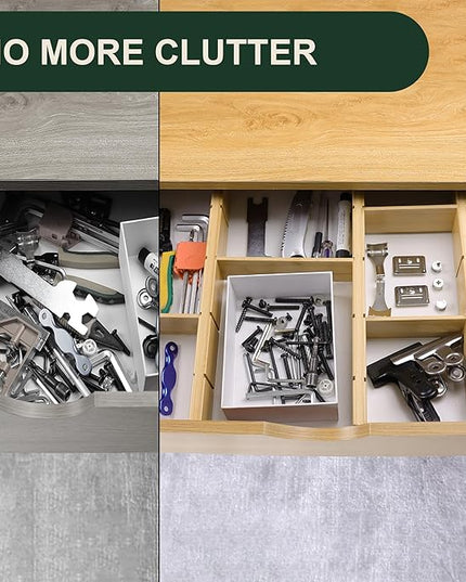 Utoplike 4 PCS Bamboo Kitchen Drawer Dividers with Inserts(Fits 15"-17.7" Drawer Inner Size), Adjustable Drawer Organizers for Socks, Spring Loaded, for Bedroom, Dresser, Bathroom