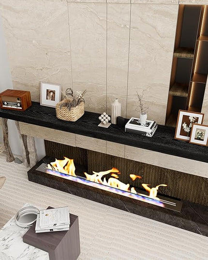Fun Memories 72 Inch Floating Shelf, 12 Inch Deep Wall Shelf for Fireplace Mantel, Deep Storage Shelves for Home & Office, Wall Shelves with Invisible Bracket, Black, Set of 1