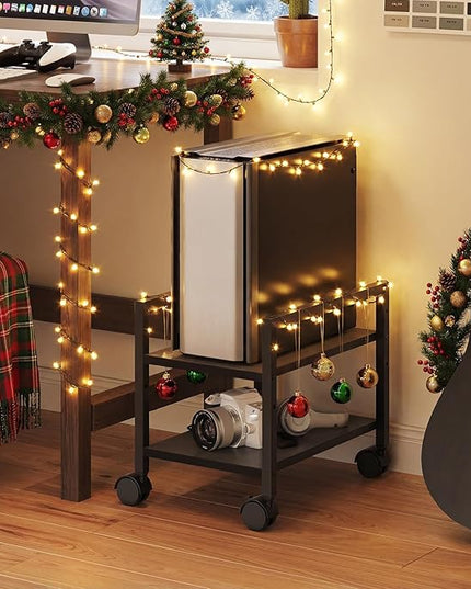 HOOBRO PC Stand, 2-Tier PC Tower Stand Fits Most Computer Towers, CPU Holder for Floor, Height Adjustable, CPU Stand with Wheels Under Desk, for Home Office, Black BB11CJ01