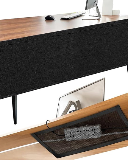 14.9 x 60 Inch Under Desk Privacy Panel with Table Cable Management Net Desk Skirt Modesty Desk Panel Self-Gripping Straps for Office and Home
