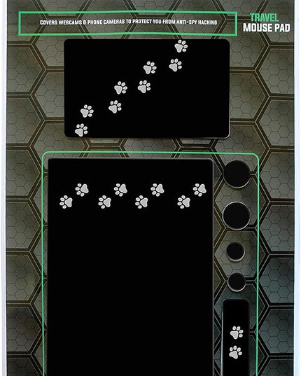 Mouse Pad Adhesive Bottom - Sticks to Any Surface - Portable - Webcam Covers and Screen Cleaner Included (Dog Paw)