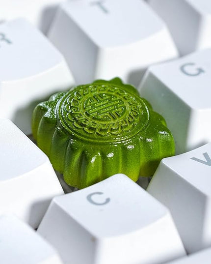 Mid-Autumn Festival Green Mooncake Artisan Keycap R1 SA Profile Custom Cute Keycaps 1U ESC Handmade Gaming Resin Key Cap Cherry MX Switch Compatible Mechanical Keyboard Lover Gift
