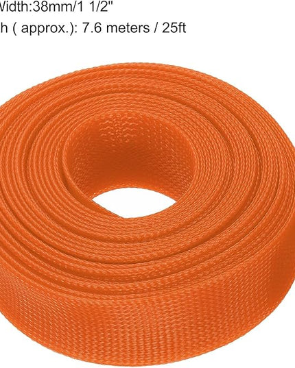 uxcell Expandable Sleeving, 1 1/2-inch 25ft Cable Sleeve, Orange
