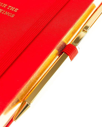 Graphique Cherry Lined Journal Plus Pen Luxe Collection, Hardcover Diary Notebook for Writing, Gold Foil Embossing, 160 Pages, 6” x 8”