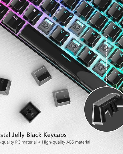 Womier Keycaps - Black Jelly Keycaps, Crystal Shine Through Custom Key caps Set 60% 75% 100% Percent, 130 Keys OEM Profile for 61/68/84/87/98/100 Cherry Gateron MX Mechanical (Black)