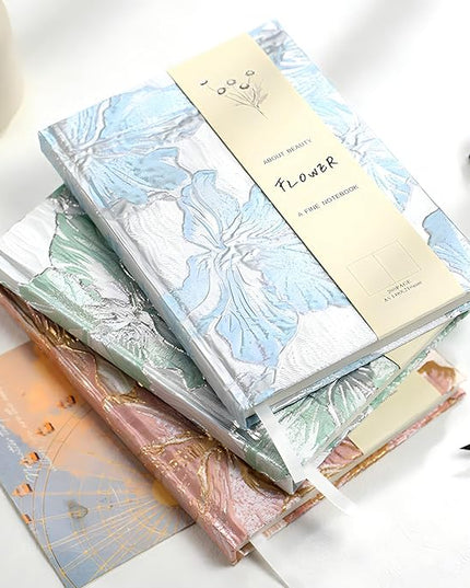 Hardcover Journal, Flower Notebook, A5, 6x8, Lined Pages, Lay-flat, Beautiful Journal for Women, Lily Flower, Blue Journal for Writing, Personal Notebook, Dream Journal, Self Care Journal
