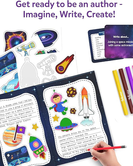 Skillmatics Storybook Art Kit - Create Space-Themed Stories, DIY Craft & Writing Kit with 300+ Stickers, Scrapbooking Activity, Gifts for Kids Ages 5, 6, 7, 8, 9, 10