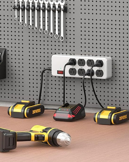 Heavy Duty Power Strip,Industrial Heavy Metal Case Surge Protector,8 AC Outlets,15Amp,2700 Joules,Protected' Indicator,14 Gauge Cord (Grey, 6FT Length)