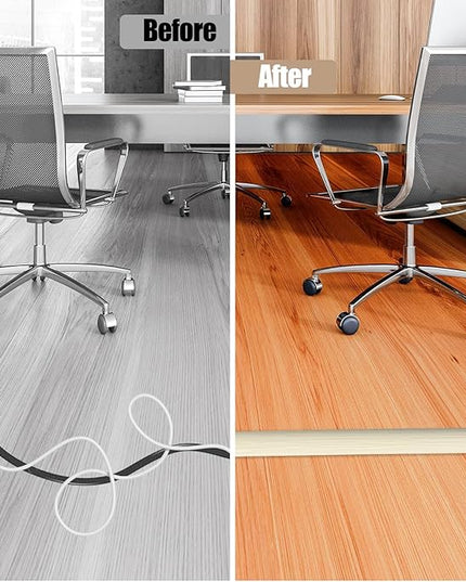Floor Cord Cover Self Adhesive Cord Hider,10FT Cable Management, Extension Strip Protector for Wires, Prevent Cable Trips for Offices, Gyms, Exhibitions Cavity:0.39"(W) x 0.27"(H) Yellow Wood