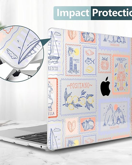 DONGKE Compatible with MacBook Pro 13 inch Case 2024 2023-2020 Release A2338 M2/M1 A2251 A2289 with Retina Display & Touch ID, Plastic Hard Shell & Keyboard Cover & Screen Film - Italy Stamp
