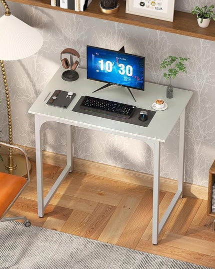 PayLessHere | 32 Inch Computer Desk | White | Office Desk with Metal Frame, Adjustable Feet | Water-Resistant, Scratchproof Surface | Sturdy Writing Table for Home Office or Study | Pack of 1