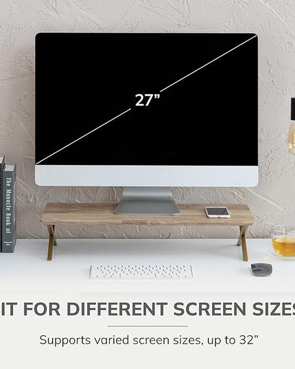 Anji Mountain Monitor Stand - Desktop Organizer & Laptop Riser, Ergonomic Monitor Riser, Space-Saving Monitor Stand for Desk, Durable Construction, Easy Assembly, Ideal for Home & Office,Natural