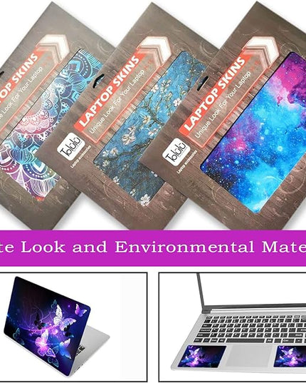 Laptop Skin Sticker Decal,12" 13" 13.3" 14" 15" 15.4" 15.6 inch Laptop Vinyl Skin Sticker Cover Art Protector Notebook (2 Wrist Pad Skins Included), Decorative Waterproof Removable, Art Butterfly