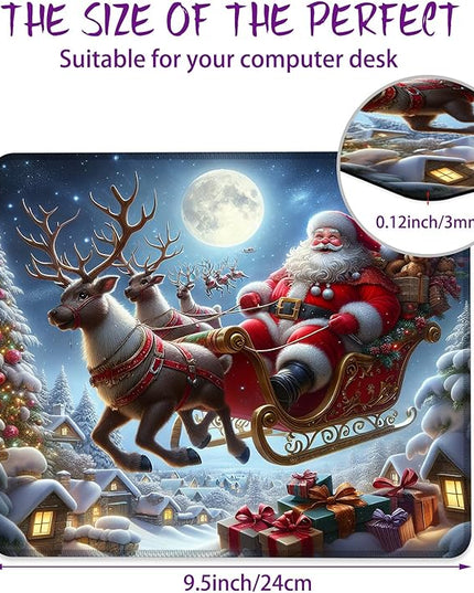 Chrismas Mouse Pad Square Mouse Pads with Stitched Edge, Computer Mousepad with Non-Slip Rubber Base for Computer Laptop Office Desk Accessories 9.5x8 Inches