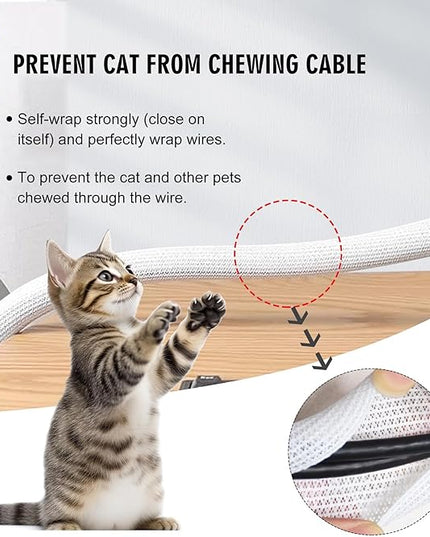 25ft - 1/2 inch Cord Protector Cable Sleeve Split Wire Loom Tubing for Power Cord Audio USB Cable, Cord Sleeve Cable Management for TV Computer, Cord Protectors from Pets Chewing, White