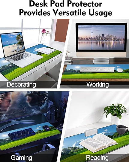 Galdas Gaming Mouse Pad XXL XL Large Long Extended Big Mousepad Non-Slip Rubber Keyboard Mouse Pad with Stitched Edges for Laptop Home Office (31.5x11.8x0.08 Inch) … (Grass)