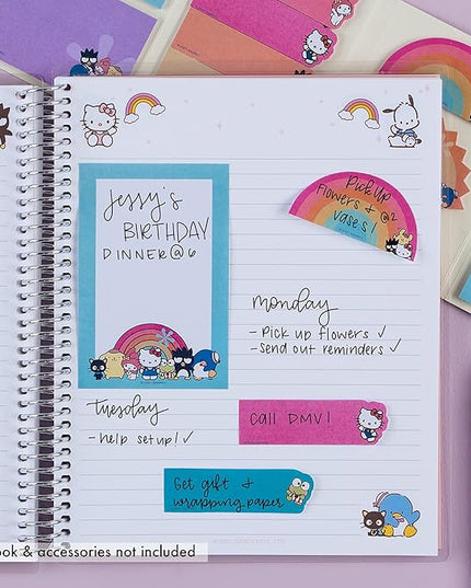 Sticky Note Booklet - Hello Kitty and Friends. 220 Repositionable Sticky Notes Total - 11 Pads with 20 Sheets Each by Erin Condren. Measures 3.2" x 4.5" x 0.5"