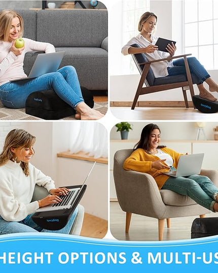 StepLively Foot Rest for Under Desk at Work, Comfortable Foot Stool with 2 Adjustable Heights, Footrest with Washable Cover, for Back & Hip Pain Relief, Suitable for Office, Home, Car, Black, X-Large