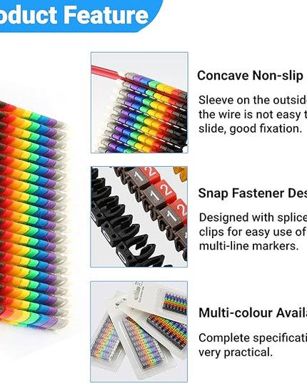 Clip on Wire Markers, Wire Number Labels Colorful Wire Numbering Marker Tube Cable Marker for Marking The Color Coded Cables(100PCS -2.5MM 2.5)