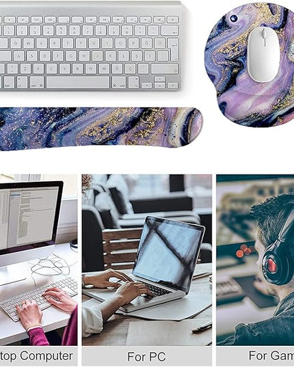 Keyboard Wrist Rest and Mouse Pad, Ergonomic Memory Foam Mouse Pad Wrist Support, Non-Slip & Pain Relief Mouse Pad and Keyboard Wrist Support, Comfortable Mousepad with Wrist Rest for Game, Office