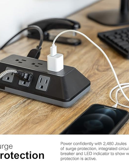 GE UltraPro 9-Outlet Surge Protector, 8', Black