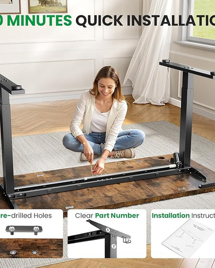 Electric Standing Desk Adjustable - 71x30 Inch Sit Stand Desk with 1 Inch Thick Tabletop, Double Beam Frame, 3 Memory Height Adjustment, Cable Management for Home Office
