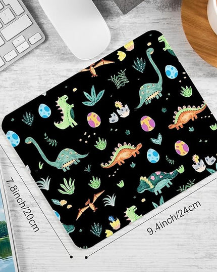 Cute Dinosaur Square Mouse Pad,Non-Slip Rubber Base Mouse Pad,Home Office Decoration Desktop Accessory, Laptop Mouse Pad for Office Laptops,9.4x7.8x0.12inch.
