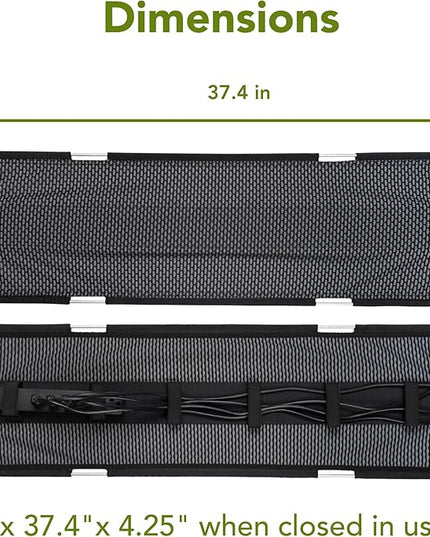 PERFECT POSTURE Mesh Cable Organizer – Under Desk Cable Management with Adjustable Straps, Flexible Mesh, Easy-Access Design, & Standing Desk Compatible – 37.4” (Gray)