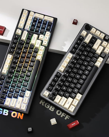 Keycaps- Double Shot PBT Custom Keycap Set, Rome Minimalist Style 161 Keys, Suitable for 65% 75% 80% 98% 100% All Kinds of Mechanical Keyboards with Cross Shaft, with Key Puller