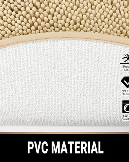 MAYSHINE Round Area Rug Set for Bathroom | Soft Plush Chenille Bath Mat, Water Absorbent Non-Slip Bathroom Rug | Washable Shag Carpet for Shower, Bedroom, or Home Décor | 36"x36" (Round) | Beige