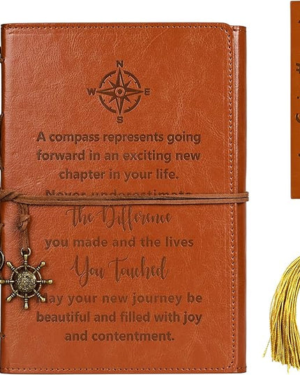 Leather Journal Notebook Retirement Gift For Woman Man, Coworker Going Away, Thank You, Goodbye, Appreciation, Inspirational Gifts For Friend, Employee, Boss, Coworkers (Retirement gift)