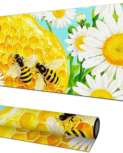 XL Mouse Pad Gaming Mousepad 31.5 x 11.8 Inch Large Keyboard Desktop Mat Diatomite Mouse Pad for Home and Office Desk Accessories with Honeycomb Bee Floral Artwork