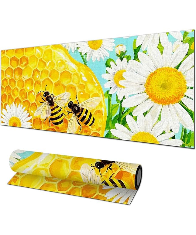 XL Mouse Pad Gaming Mousepad 31.5 x 11.8 Inch Large Keyboard Desktop Mat Diatomite Mouse Pad for Home and Office Desk Accessories with Honeycomb Bee Floral Artwork
